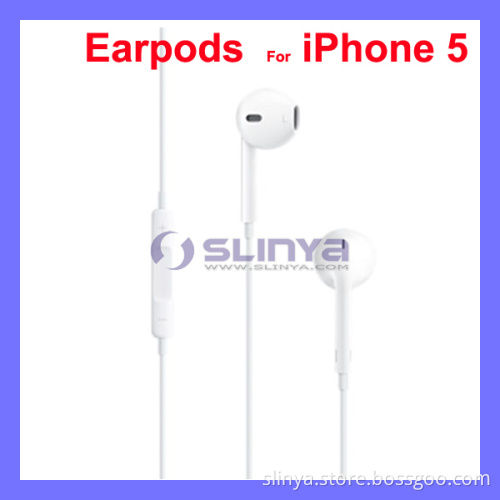 White Color 4 Jack in Ear Stereo Volume Control Mic Headset for iPhone 5 Earphone Media